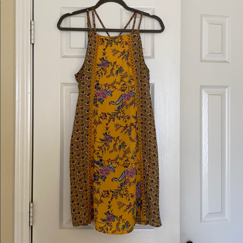 Yellow Floral Strap Dress